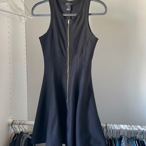 Black dress with gold zipper